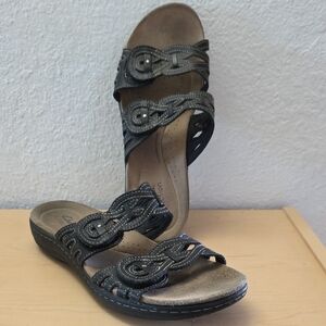 Clarks Women's Black Laurieann Dusk Sandals Sz 9